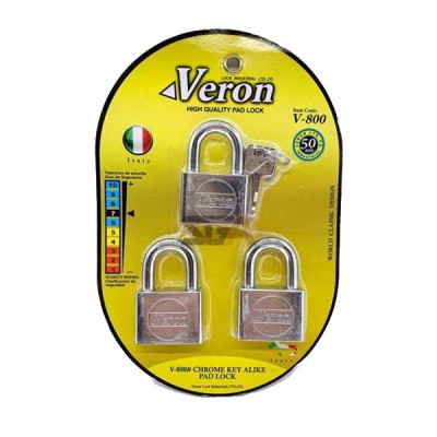 Veron 2PCS ,3 PCS 50mm SET Chrome Key Alike Pad Lock   V-800x2/x3